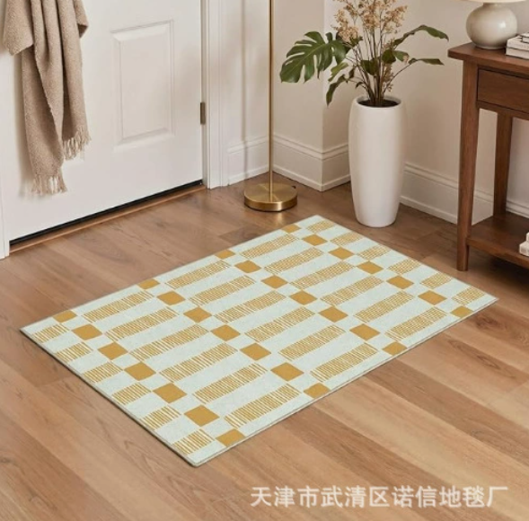 Crystal Velvet Plaid Floor Mat
