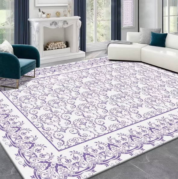 Floral Faux Cashmere Washable‑back Rug
