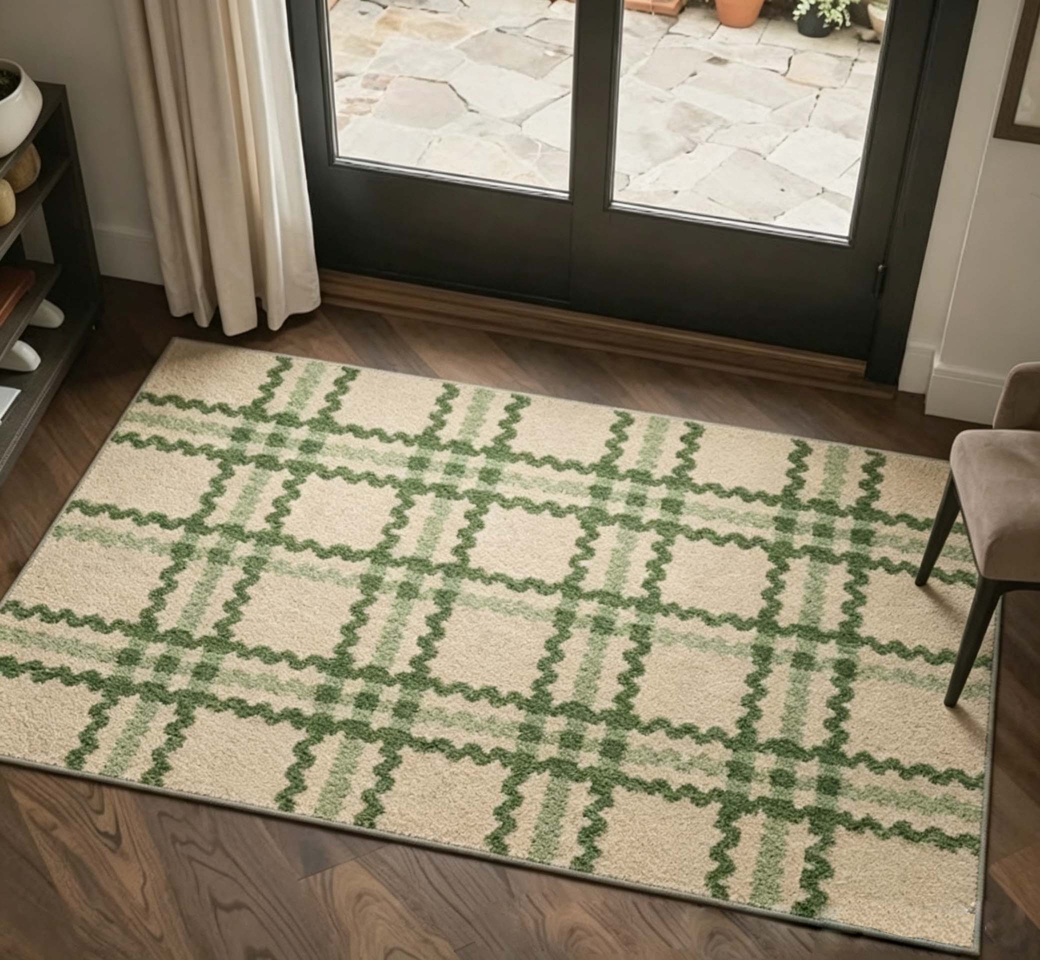 Crystal Velvet Plaid Floor Mat