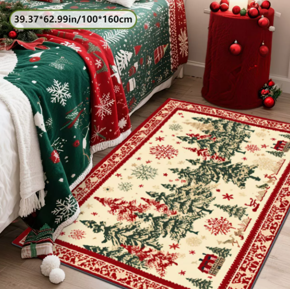 American‑Style Christmas Faux Cashmere Washable‑back Rug