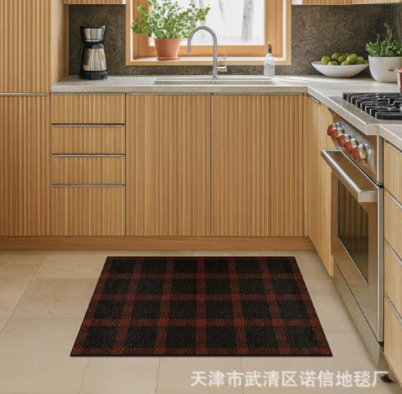 Crystal Velvet Plaid Floor Mat