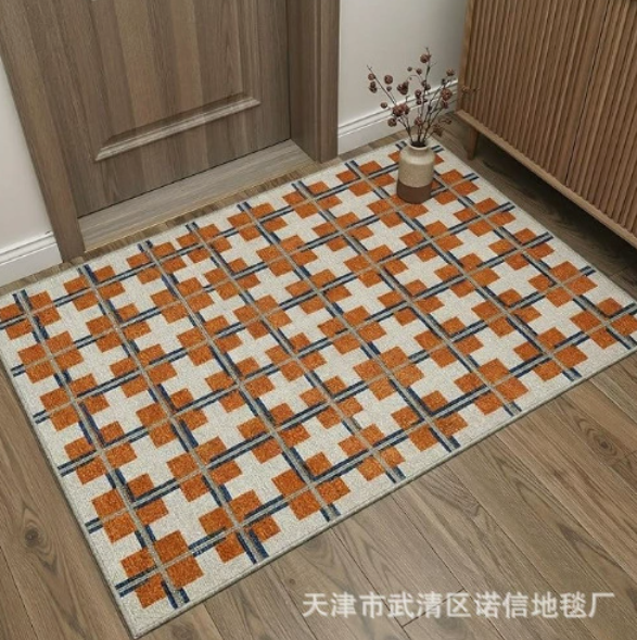 Crystal Velvet Plaid Floor Mat