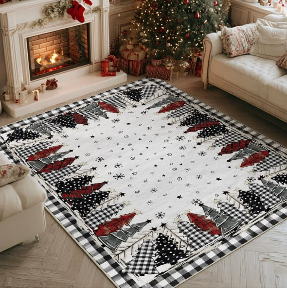 Christmas Faux Cashmere Washable‑back Rug