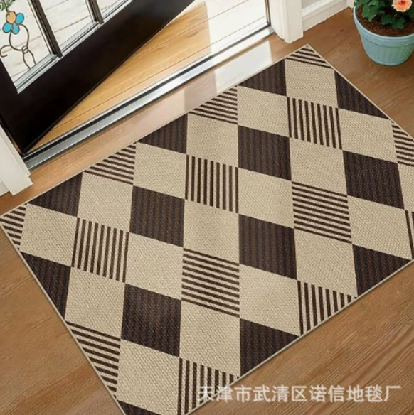 Crystal Velvet Plaid Floor Mat
