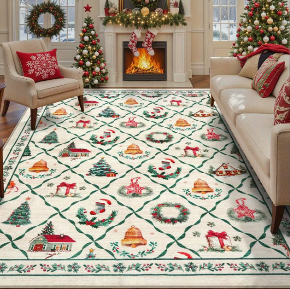 American‑Style Christmas Faux Cashmere Washable‑back Rug
