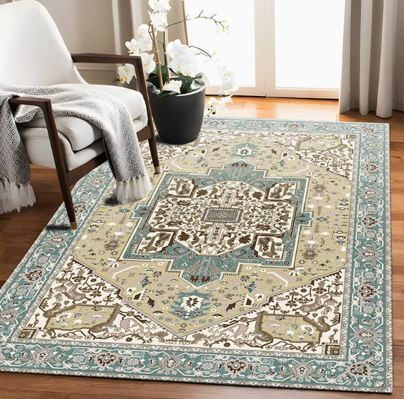 Living Room Rug with Silicone Dot‑Plastic Backing