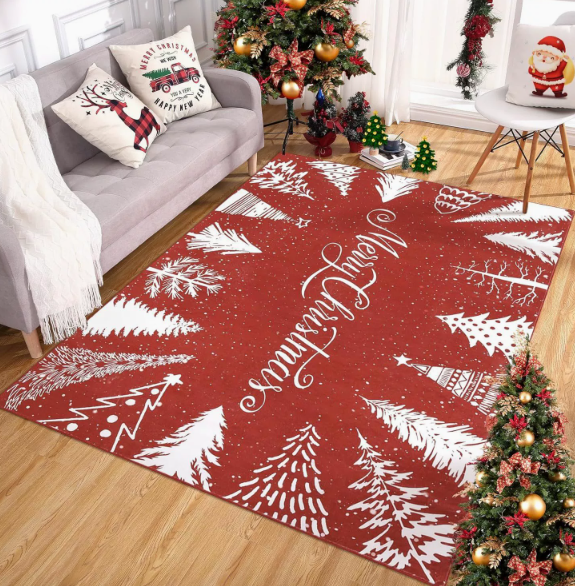 Christmas Faux Cashmere Washable‑back Rug