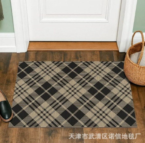 Crystal Velvet Plaid Floor Mat