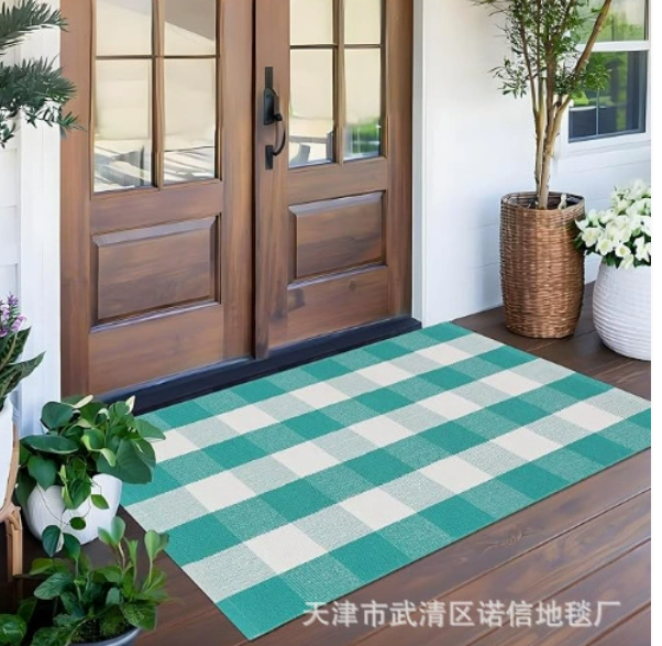 Crystal Velvet Plaid Floor Mat