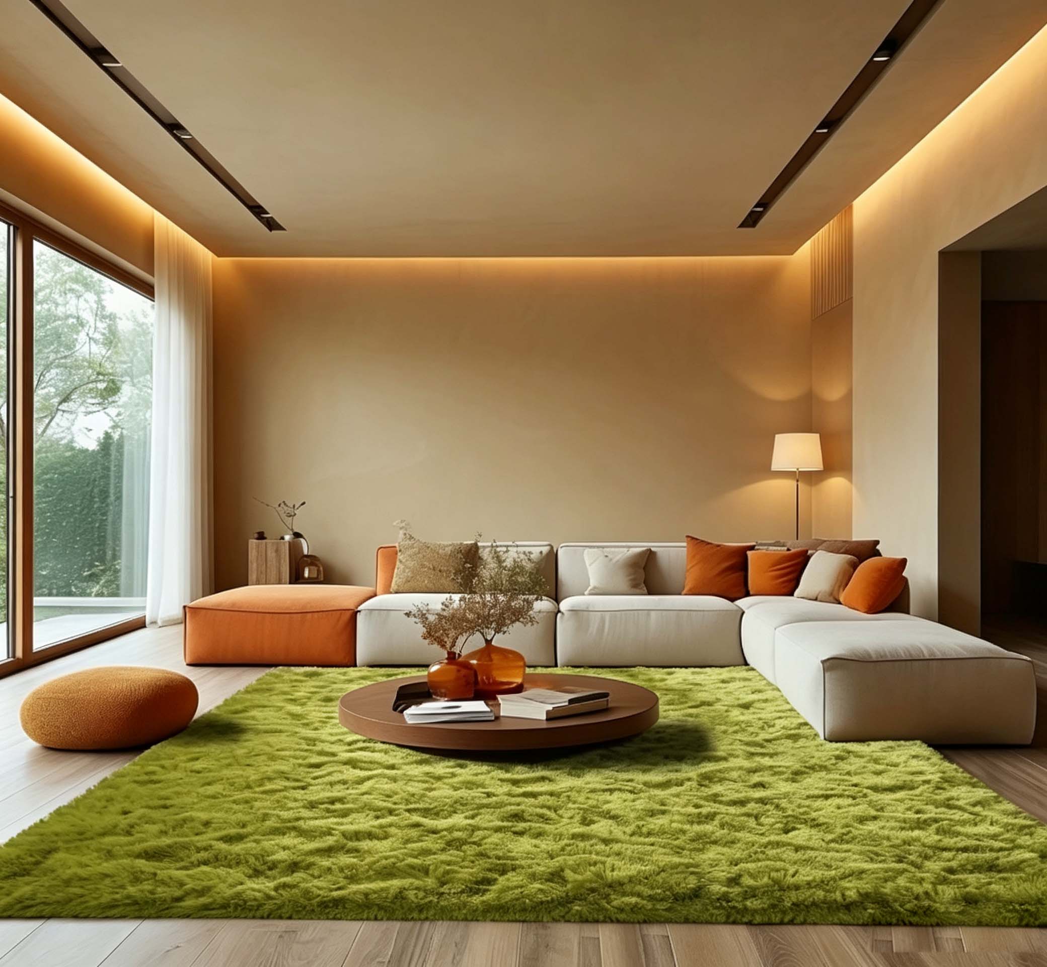 Silk‑Wool Shaggy Rug
