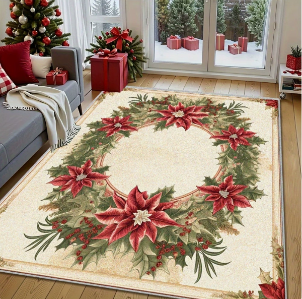 American‑Style Christmas Faux Cashmere Washable‑back Rug