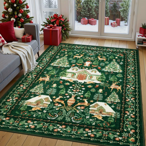 American‑Style Christmas Faux Cashmere Washable‑back Rug