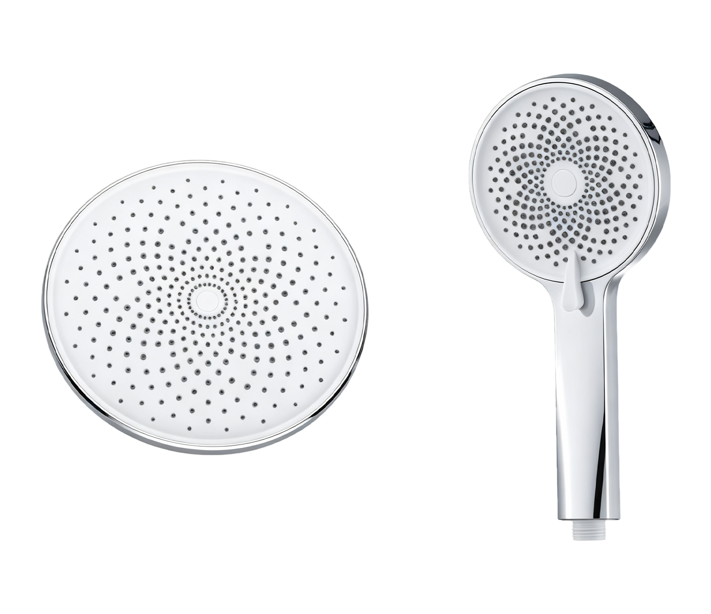 Chrome‑Trim White‑Face Round Overhead & Lever‑Switch Hand‑held Shower 2‑Piece Set