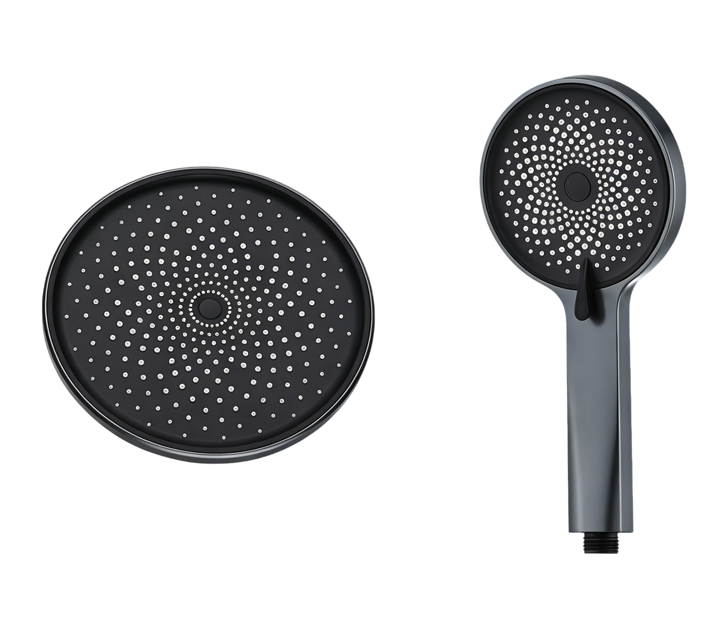 Gun‑Grey Round Overhead & Hand‑held Shower 2‑Piece Set