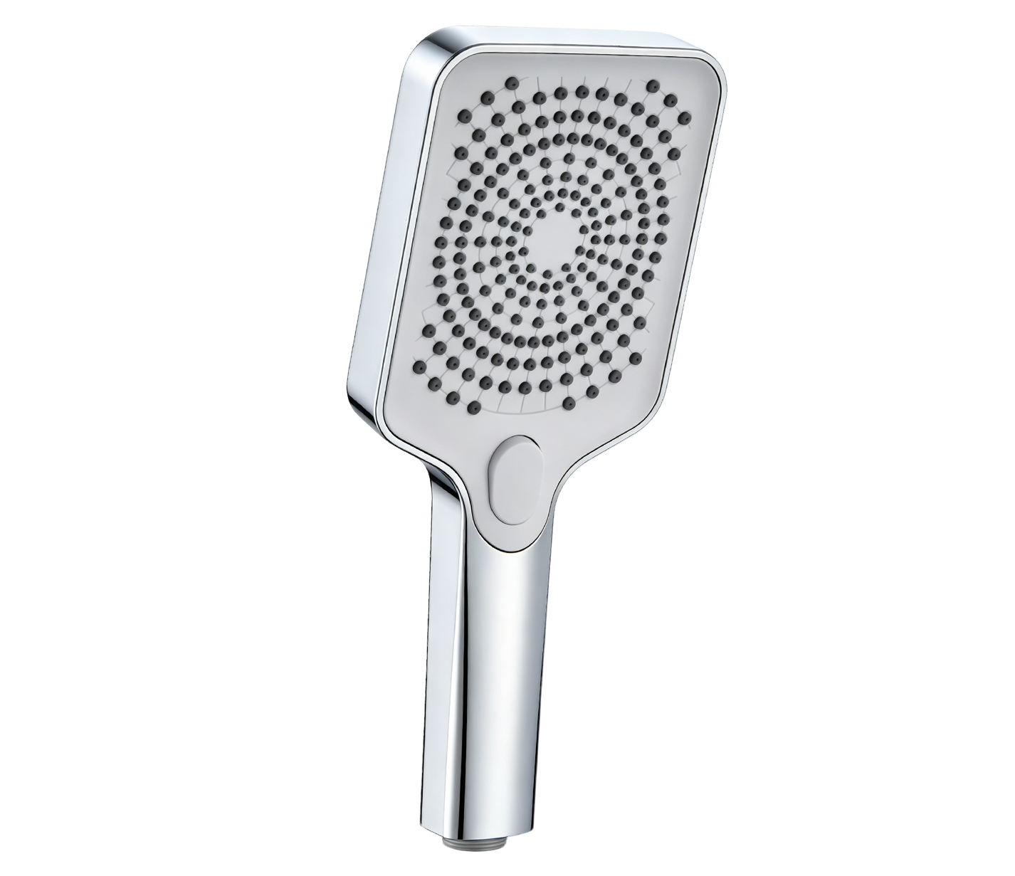 Chrome Square Push‑Button Handheld Shower Head